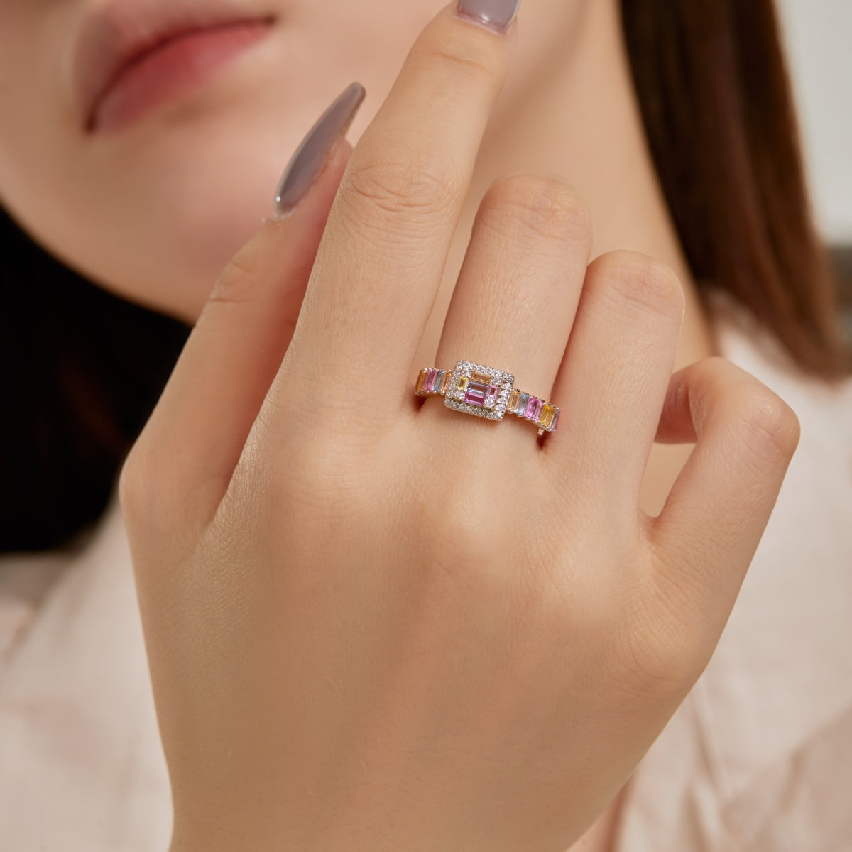 [Okajuri Jewelry]Exquisite Colorful Radiant Cut Party Ring