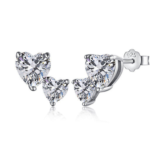 [Okajuri Jewelry]Double Heart-Shape Classic Princess Style Earrings