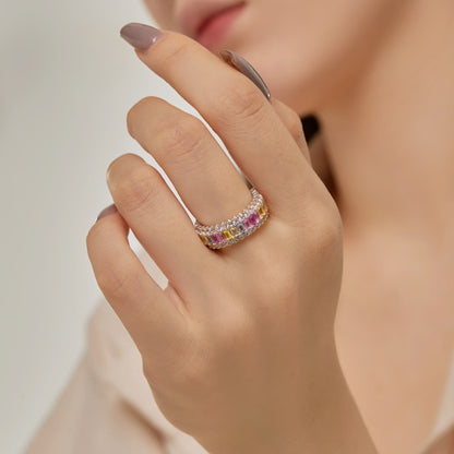 [Okajuri Jewelry]Dainty Colorful Radiant Cut Daily Ring