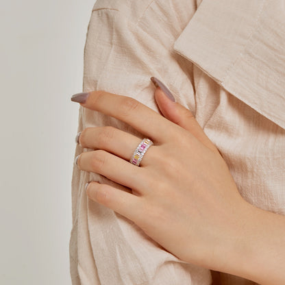 [Okajuri Jewelry]Dainty Colorful Radiant Cut Daily Ring