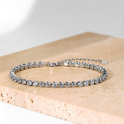 [Okajuri Jewelry]Ornate  Sparkling Round Cut Daily Bracelet