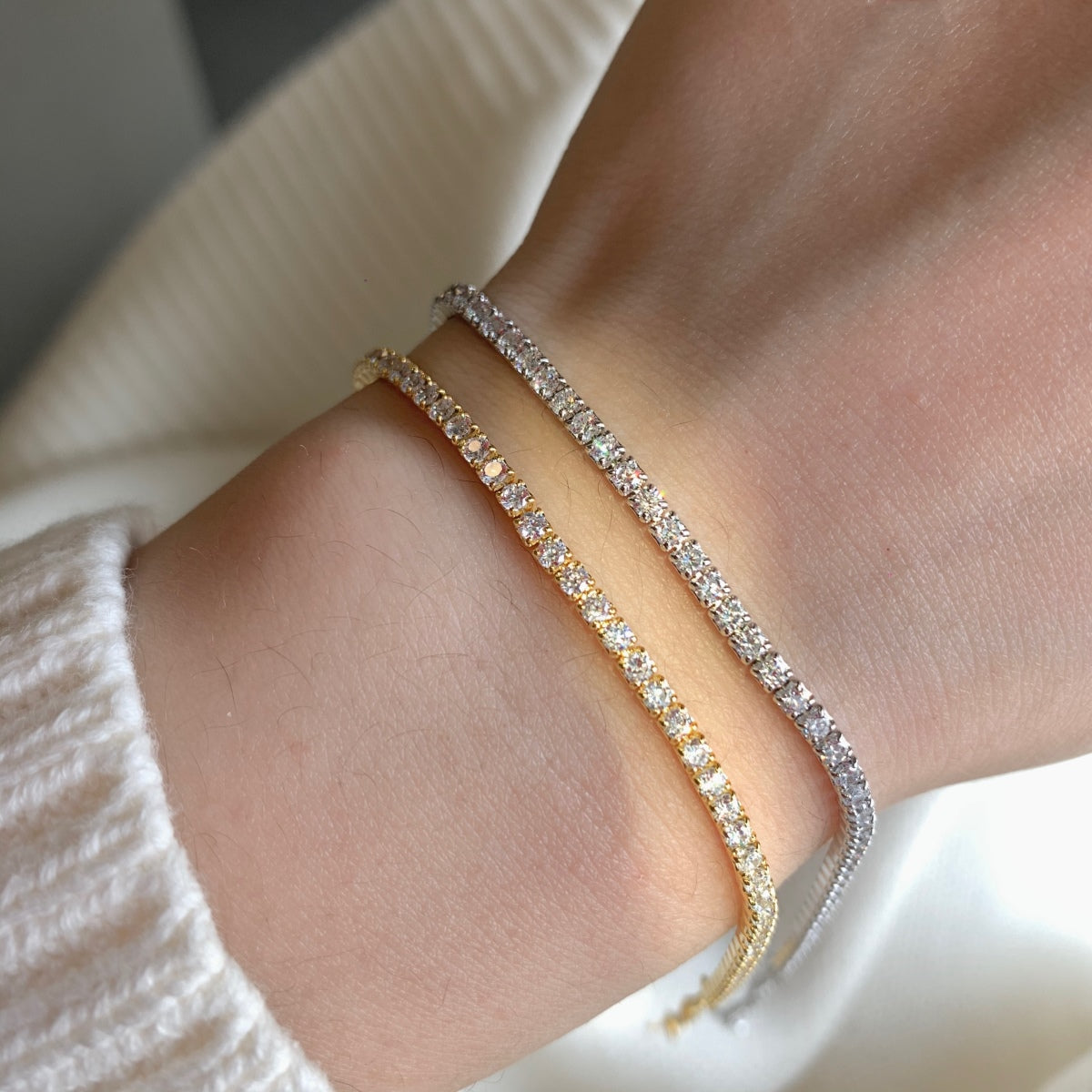 [Okajuri Jewelry]Radiant Shinning Princess Cut Tennis Bracelet
