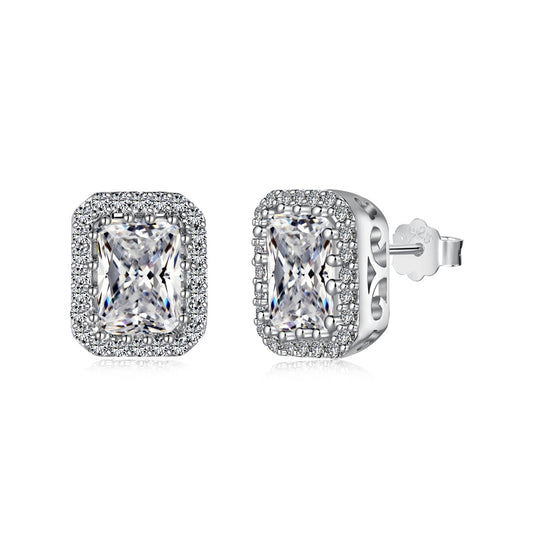 [Okajuri Jewelry]1.0 Carat Luxurious Dainty Emerald Cut Daily Earrings