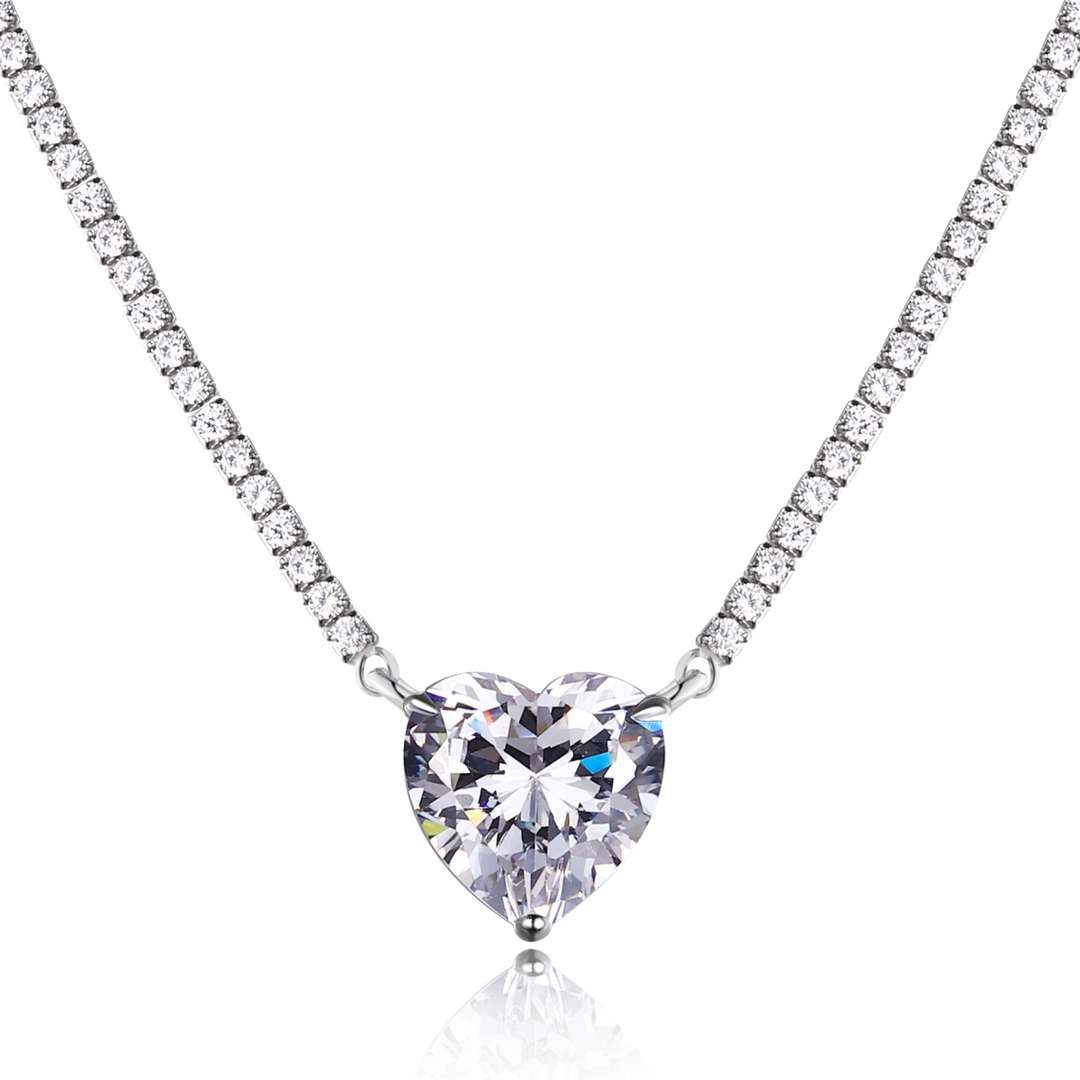 [Okajuri Jewelry]8.0 Carat Versatile Colorful Sweet Heart-Shaped Tennis Necklace