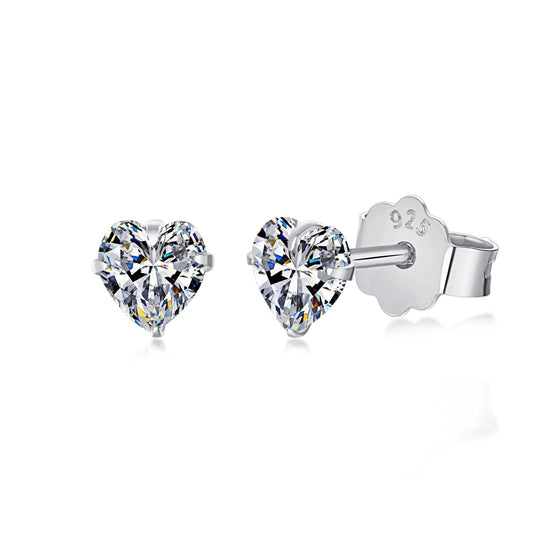 [Okajuri Jewelry]Sparkling Heart Shaped Simple Earrings