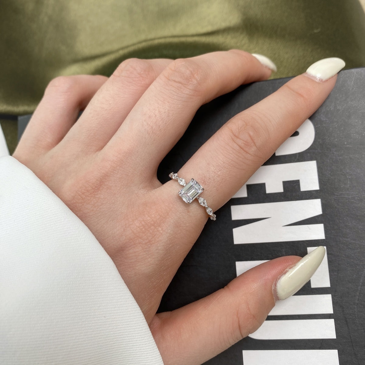 [Okajuri Jewelry]1.0 Carat Dainty Resplendent Radiant Cut Daily Ring