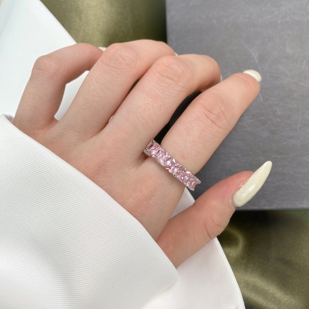 [Okajuri Jewelry]Elegant Princess Cut Tennis Ring