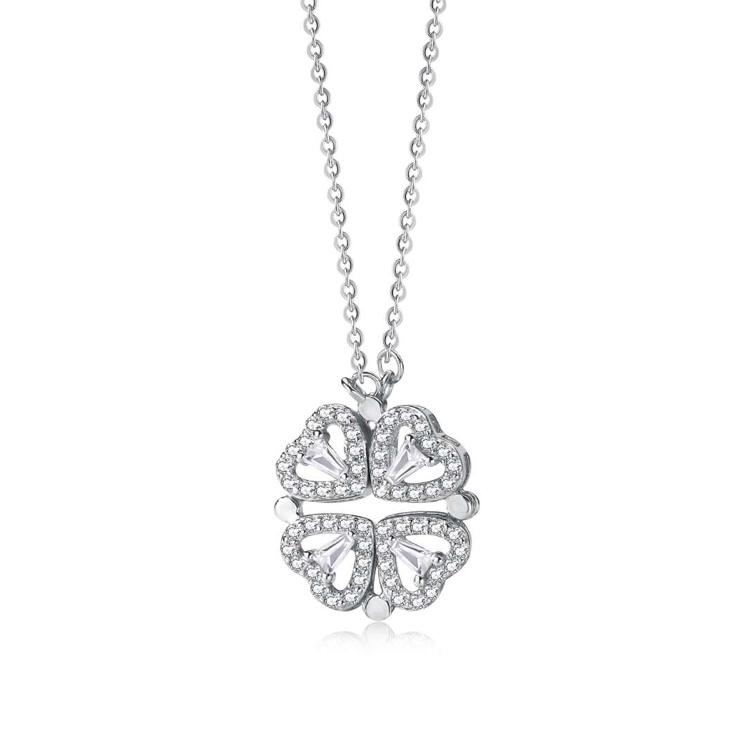 [Okajuri Jewelry]Ornate Heart Cut Flower Shape Necklace