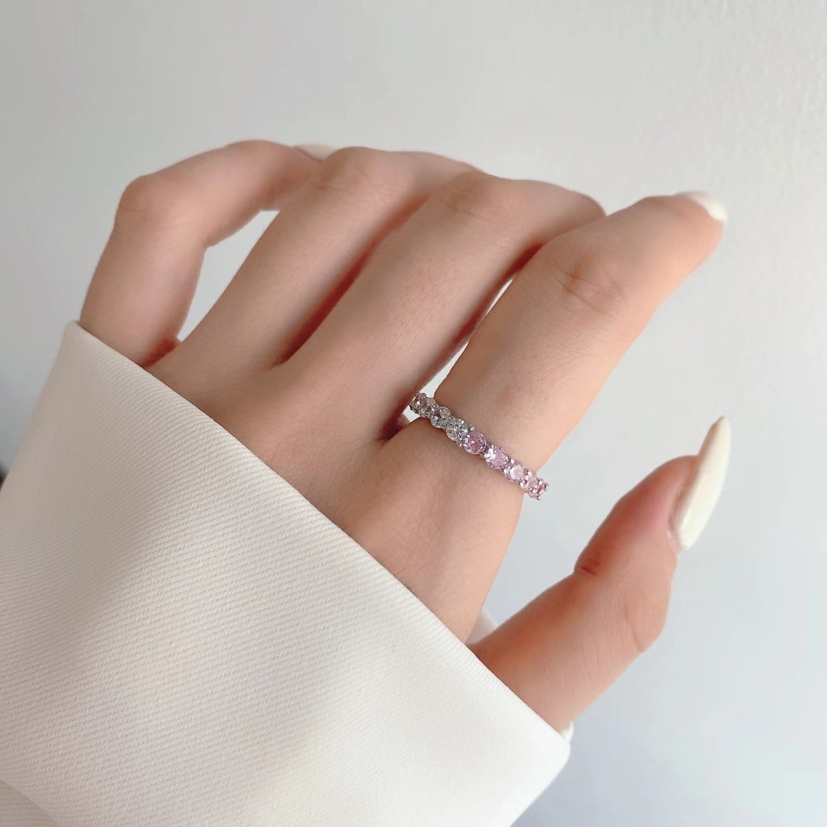 [Okajuri Jewelry]Sparkling Round Cut Tennis Ring