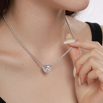 [Okajuri Jewelry]8.0 Carat Versatile Colorful Sweet Heart-Shaped Tennis Necklace