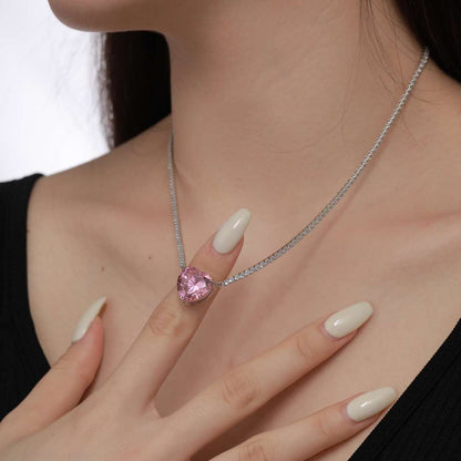 [Okajuri Jewelry]8.0 Carat Versatile Colorful Sweet Heart-Shaped Tennis Necklace
