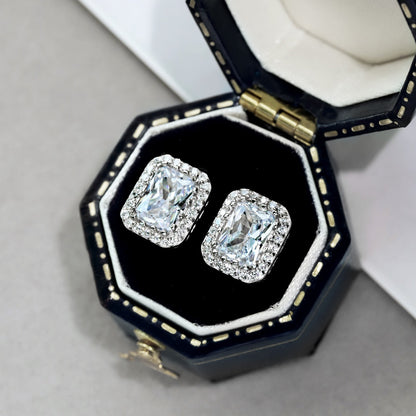 [Okajuri Jewelry]1.0 Carat Luxurious Dainty Emerald Cut Daily Earrings