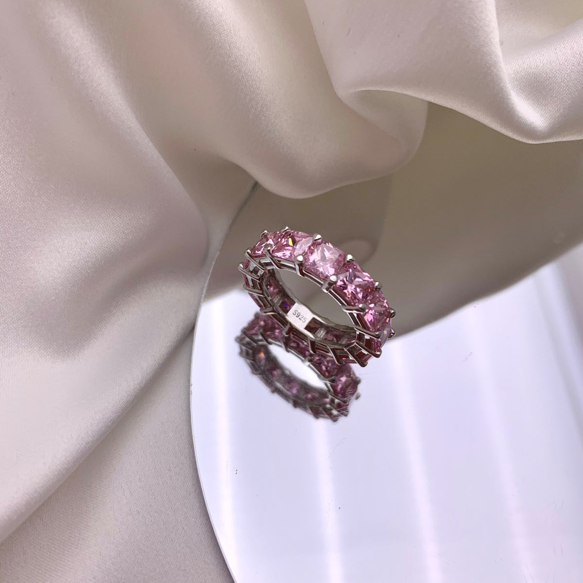[Okajuri Jewelry]Elegant Princess Cut Tennis Ring