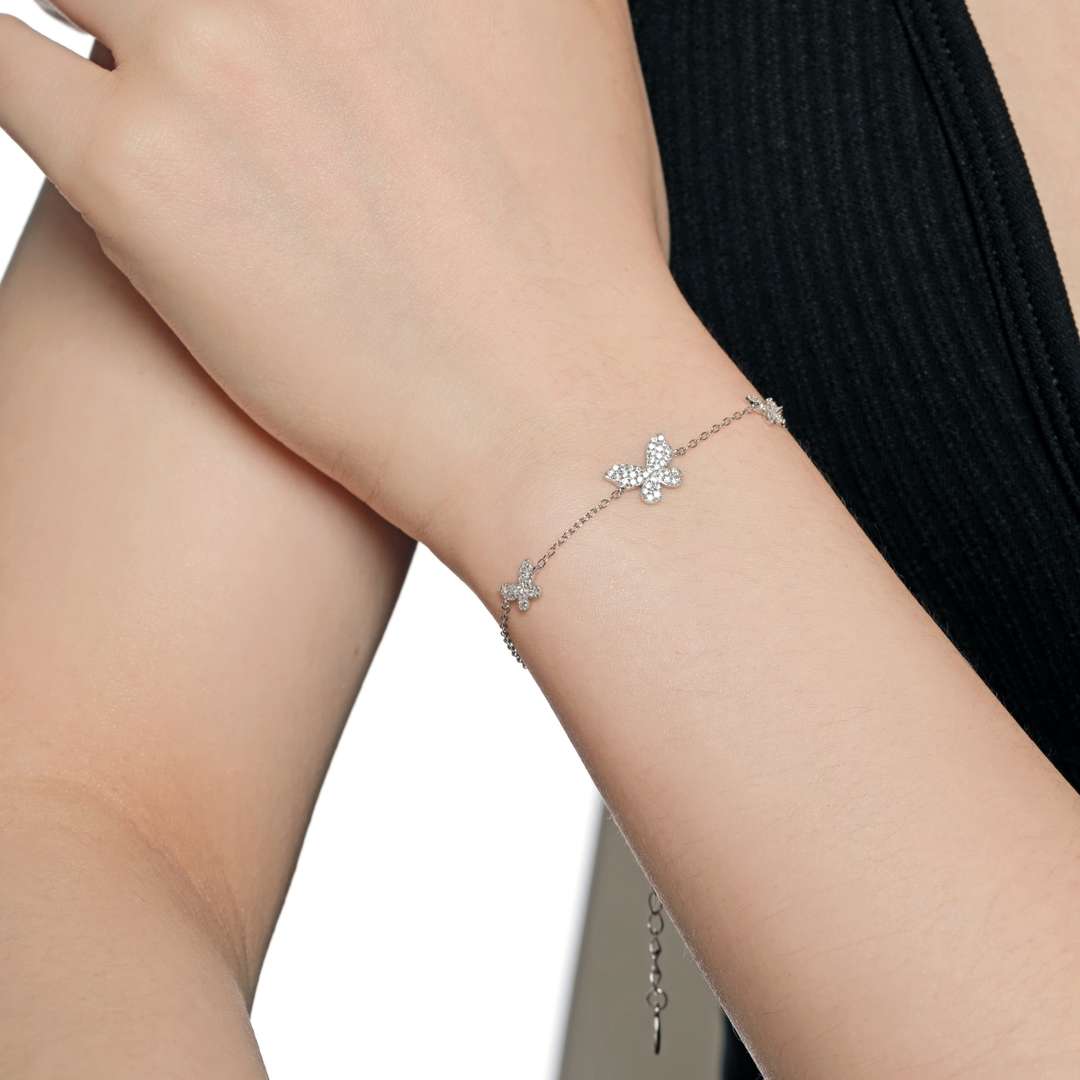 [Okajuri Jewelry]Delicate Butterfly Pendant Bracelet