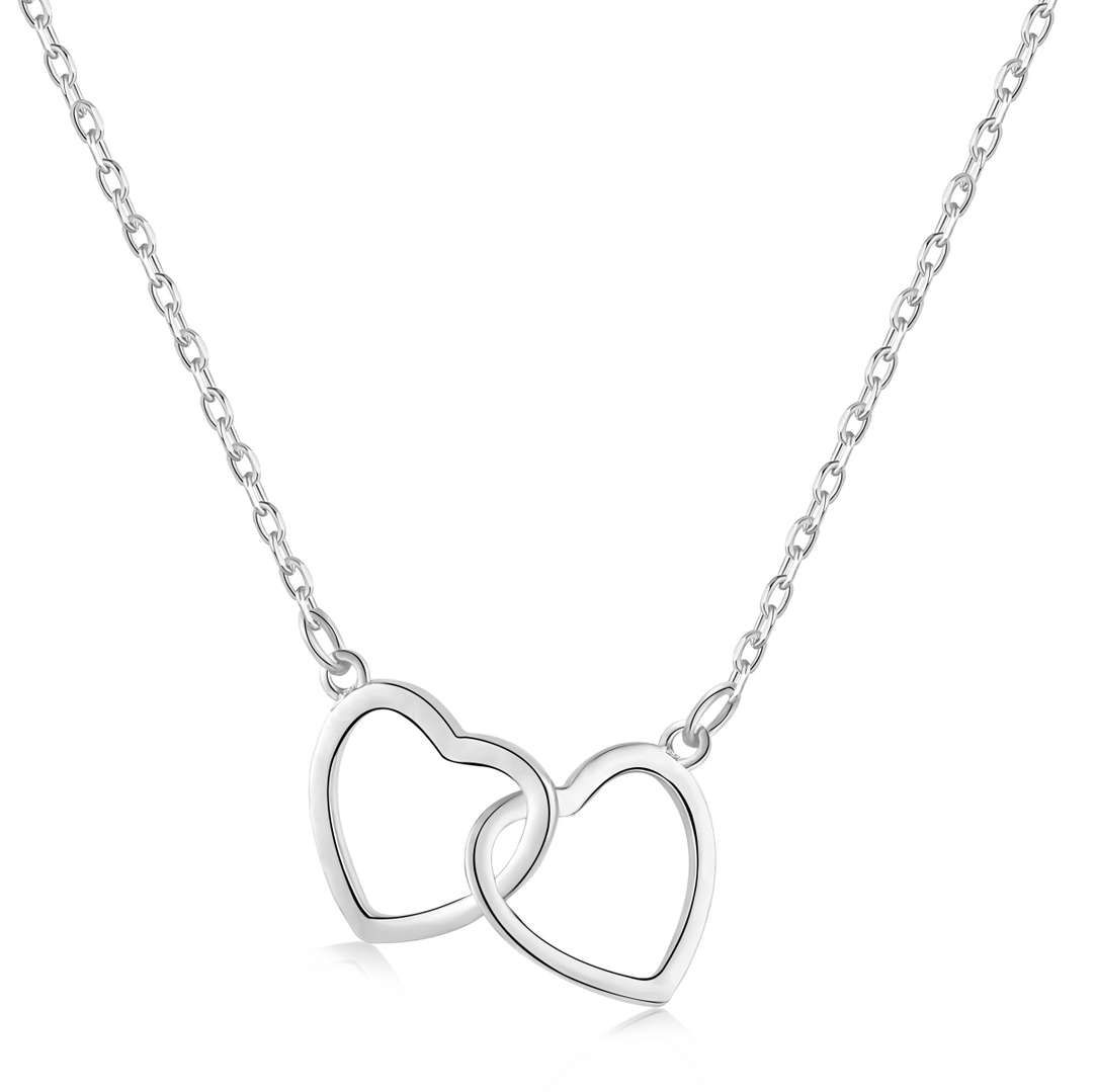 [Okajuri Jewelry]Sterling Silver Love Double Ring Necklace