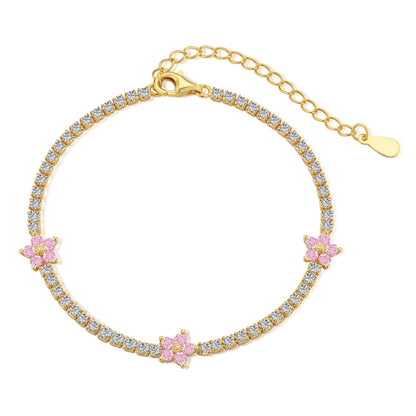 [Okajuri Jewelry]Sparkling Flower Shape Tennis Bracelet
