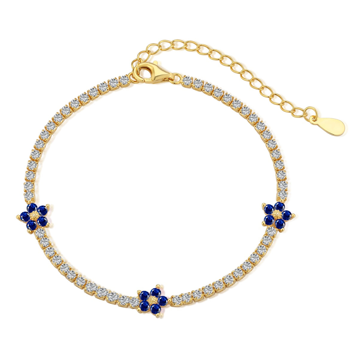 [Okajuri Jewelry]Sparkling Flower Shape Tennis Bracelet