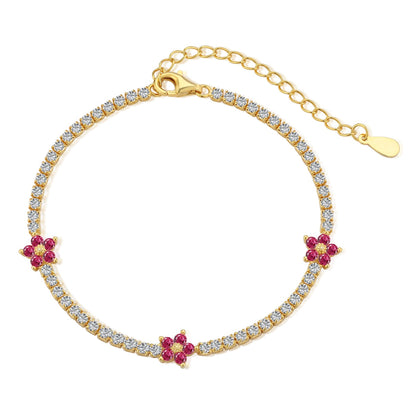 [Okajuri Jewelry]Sparkling Flower Shape Tennis Bracelet