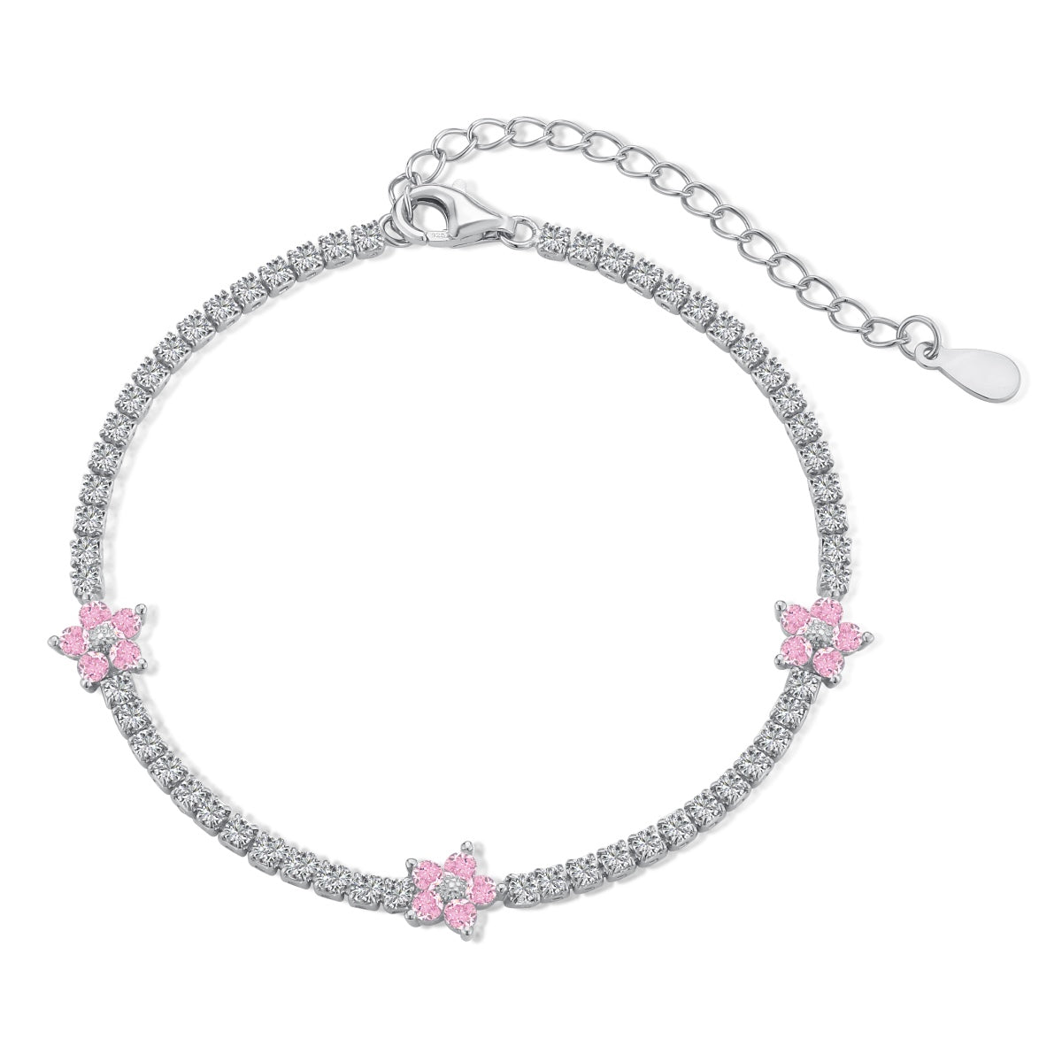 [Okajuri Jewelry]Sparkling Flower Shape Tennis Bracelet