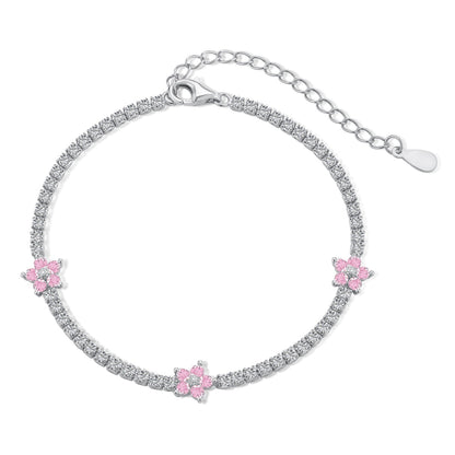 [Okajuri Jewelry]Sparkling Flower Shape Tennis Bracelet