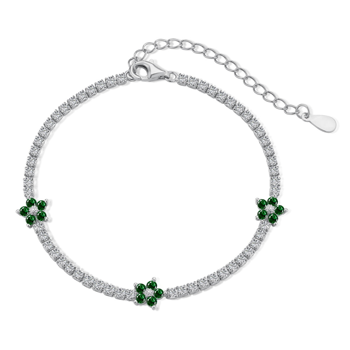 [Okajuri Jewelry]Sparkling Flower Shape Tennis Bracelet
