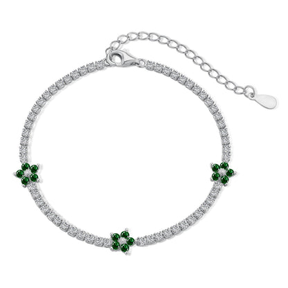 [Okajuri Jewelry]Sparkling Flower Shape Tennis Bracelet