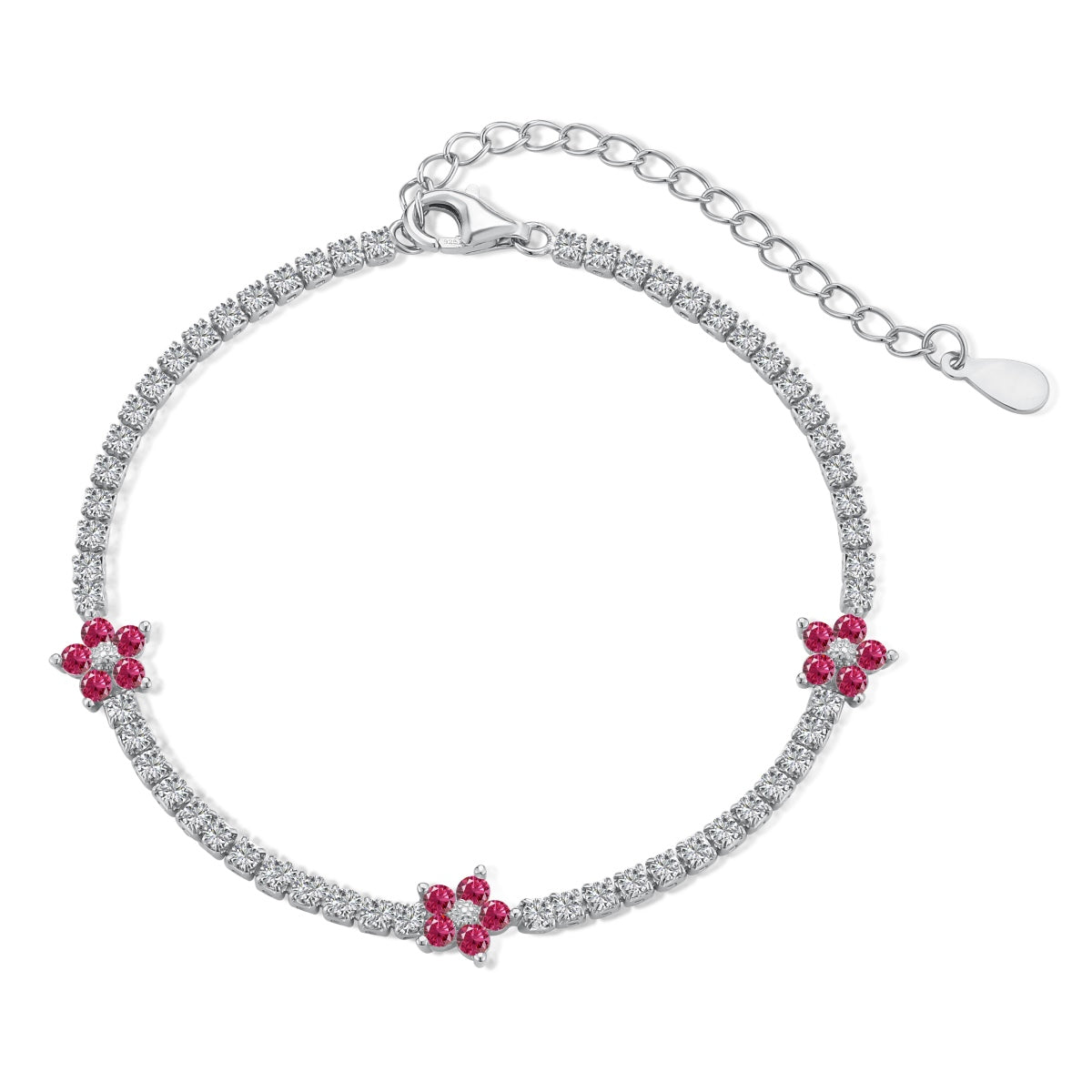 [Okajuri Jewelry]Sparkling Flower Shape Tennis Bracelet
