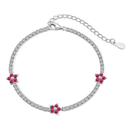 [Okajuri Jewelry]Sparkling Flower Shape Tennis Bracelet