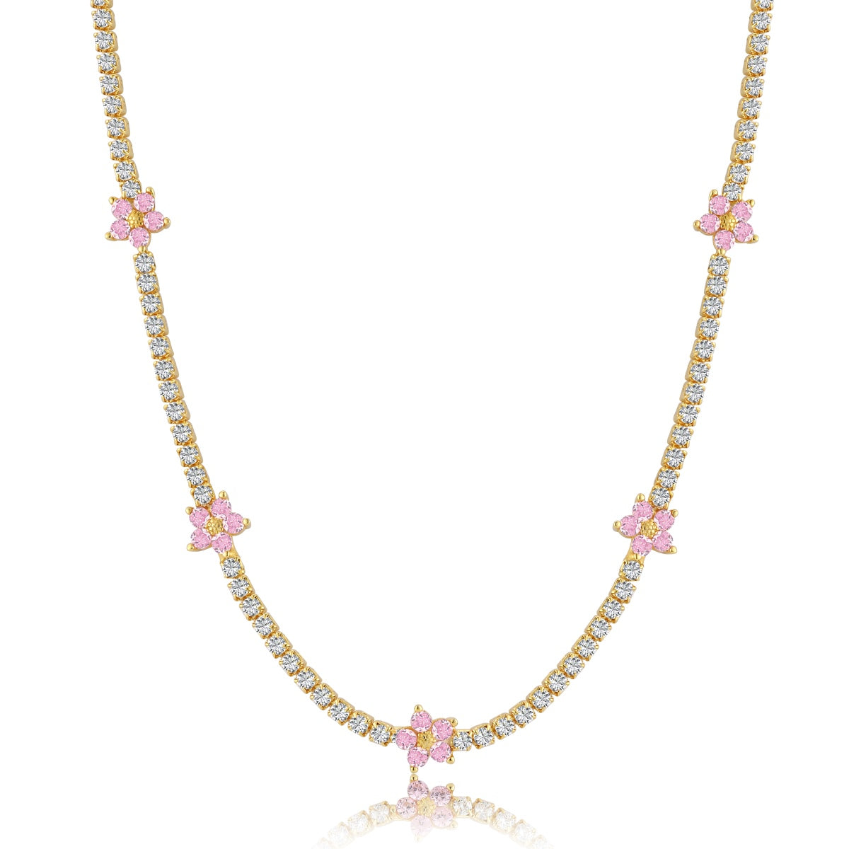 [Okajuri Jewelry]Luxurious Colorful Flower Tennis Necklace
