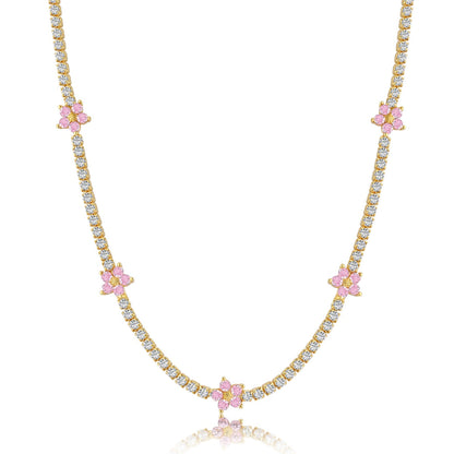 [Okajuri Jewelry]Luxurious Colorful Flower Tennis Necklace