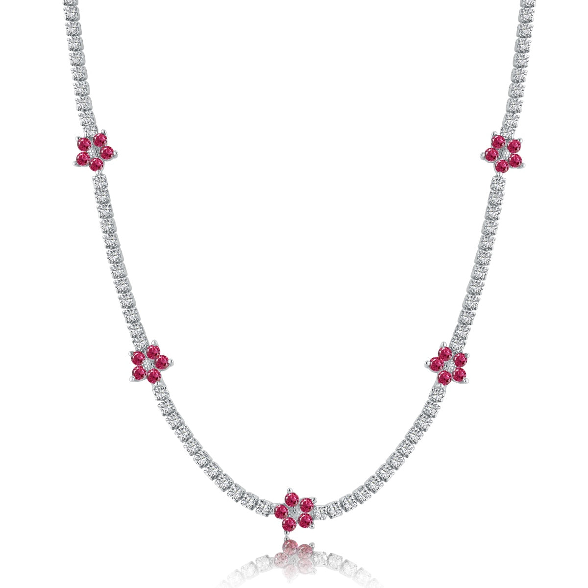 [Okajuri Jewelry]Luxurious Colorful Flower Tennis Necklace