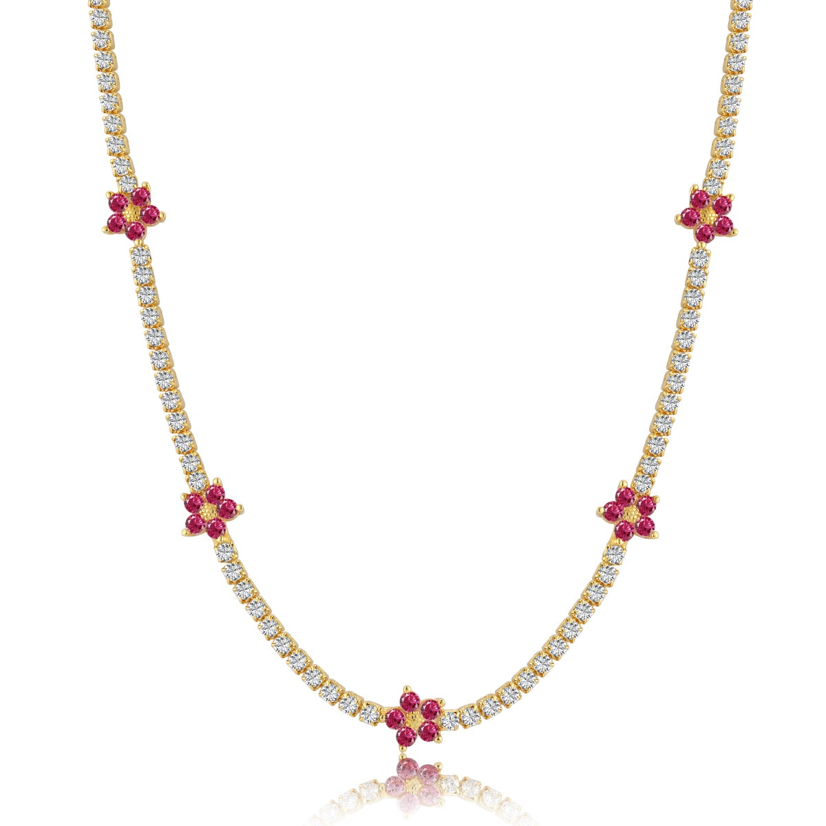 [Okajuri Jewelry]Luxurious Colorful Flower Tennis Necklace