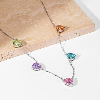 [Okajuri Jewelry]Sparkling Colorful Heart Cut Necklace