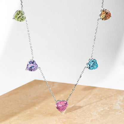 [Okajuri Jewelry]Sparkling Colorful Heart Cut Necklace