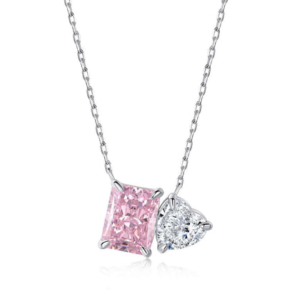 [Okajuri Jewelry]Dazzling Square & Heart Shape Necklace