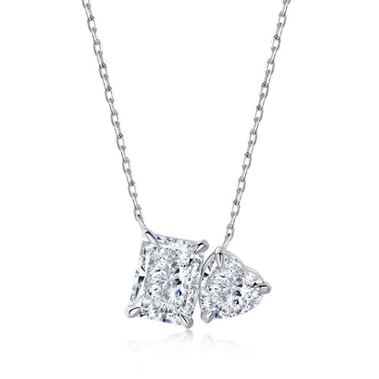[Okajuri Jewelry]Dazzling Square & Heart Shape Necklace