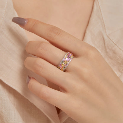 [Okajuri Jewelry]Radiant Colorful Radiant Cut Daily Ring
