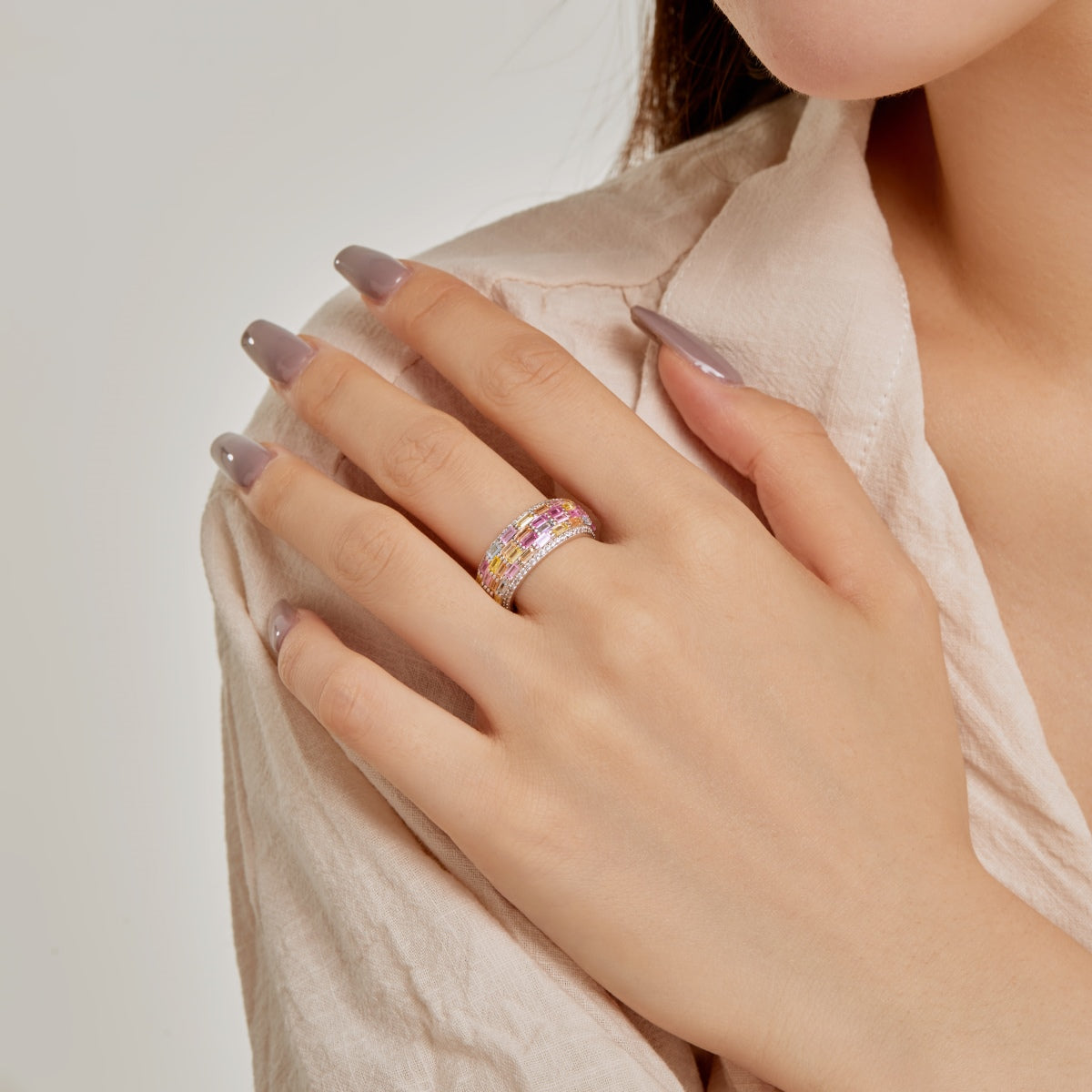 [Okajuri Jewelry]Radiant Colorful Radiant Cut Daily Ring