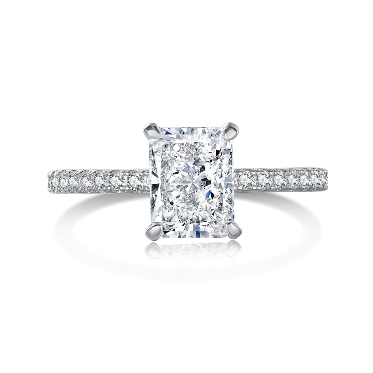 [Okajuri Jewelry]2.0 Carat Dazzling Sparkling Radiant Cut Party Ring