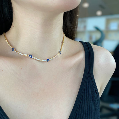 [Okajuri Jewelry]Luxurious Colorful Flower Tennis Necklace