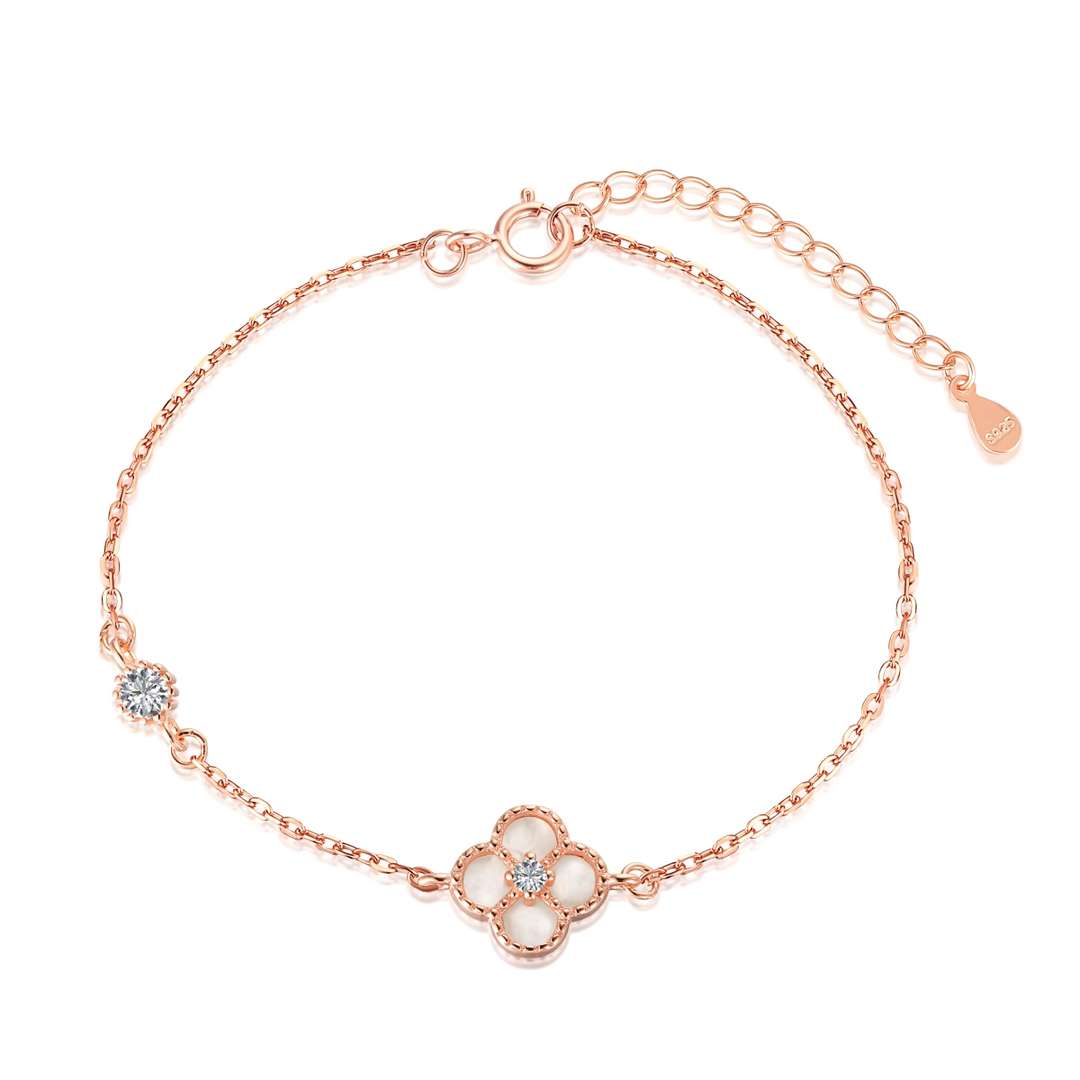 [Okajuri Jewelry]Delicate Four Leaf Clover Bracelet