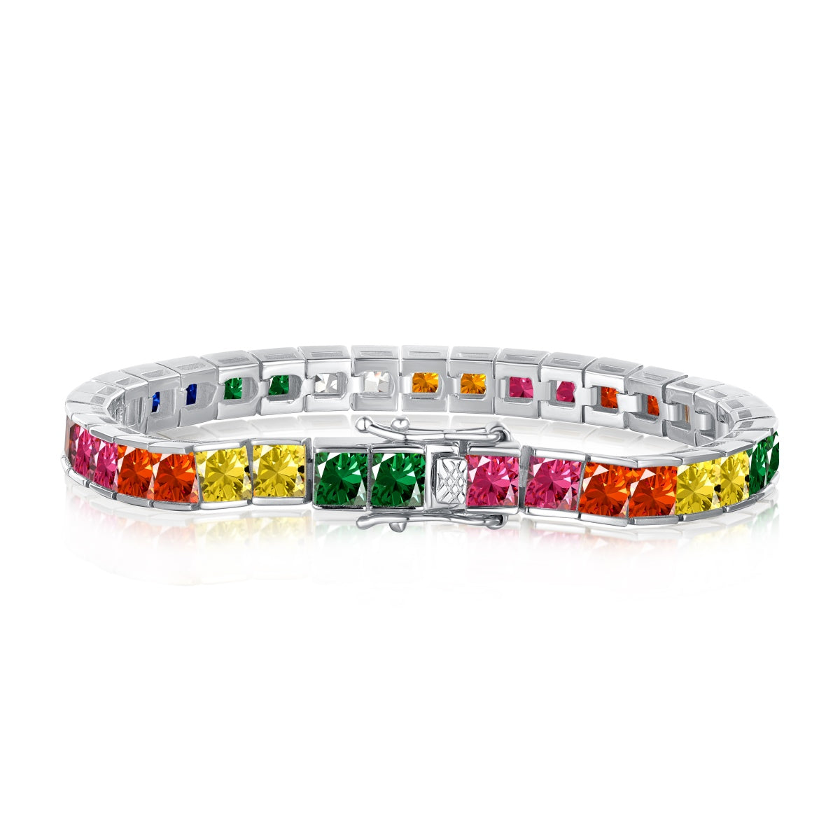 [Okajuri Jewelry]Radiant Colorful Princess Cut Tennis Bracelet