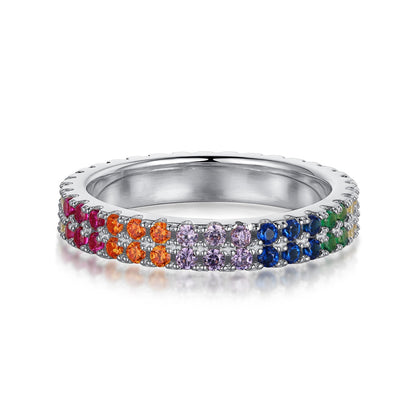[Okajuri Jewelry]Unique Colorful Round Cut Tennis Ring