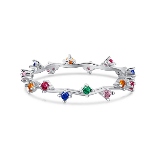[Okajuri Jewelry]Radiant Colorful Round Cut Daily Ring