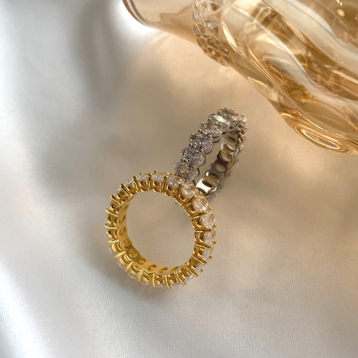 [Okajuri Jewelry]Ornate Oval Cut Tennis Ring