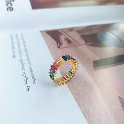 [Okajuri Jewelry]Unique Colorful Radiant Cut RIng