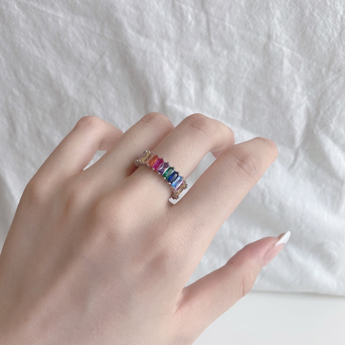 [Okajuri Jewelry]Unique Colorful Radiant Cut RIng