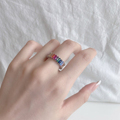[Okajuri Jewelry]Unique Colorful Radiant Cut RIng