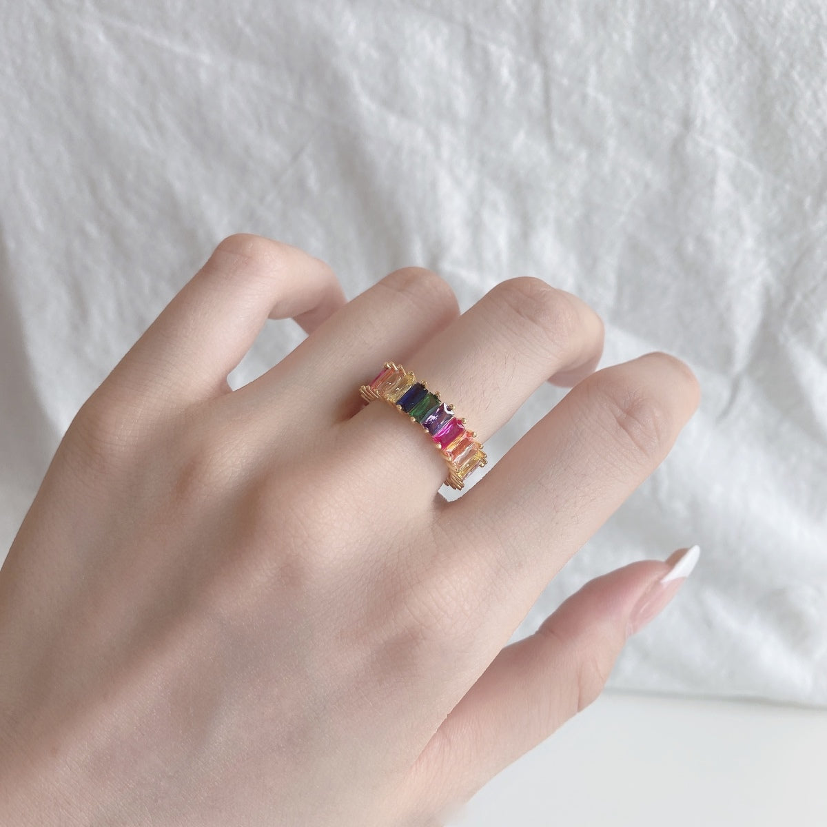 [Okajuri Jewelry]Unique Colorful Radiant Cut RIng