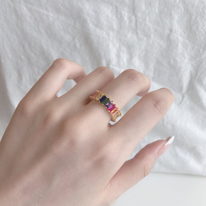 [Okajuri Jewelry]Unique Colorful Radiant Cut RIng